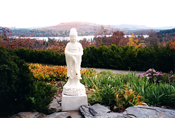 statue of buddhist goddess guanyin at kripalu yoga center